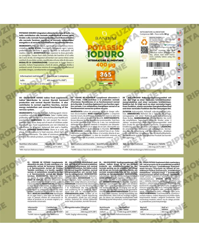 Ioduro di Potassio 400 mcg - 365 compresse